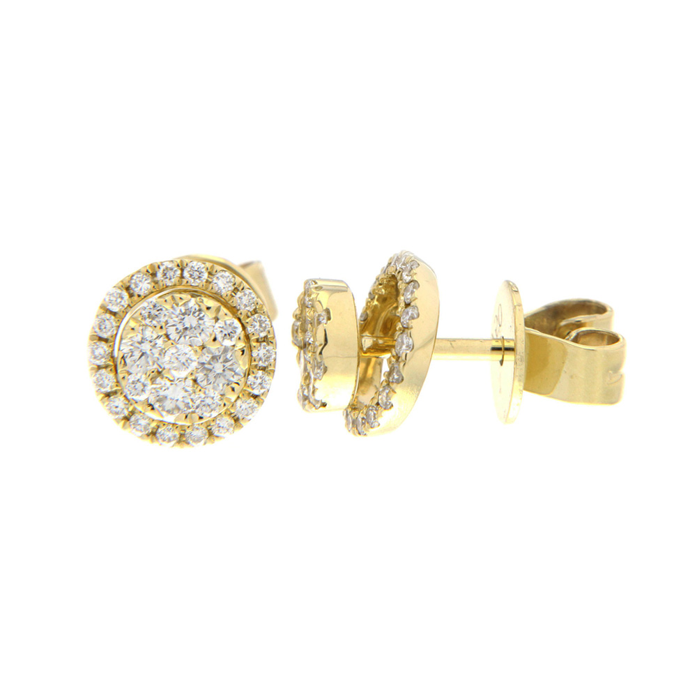 White Diamond Studs With Enhancer in Yellow Gold