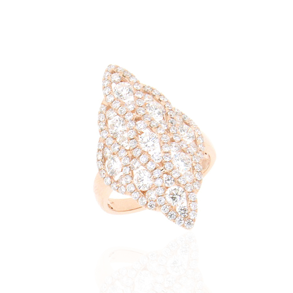 Micro pave Diamond & Gold Leaf Ring