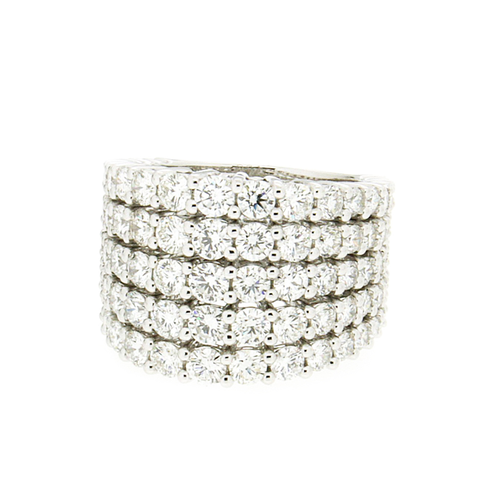 Coordinated Five Line White Diamond Engagement Band