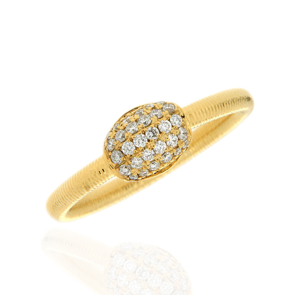 Parallel Line Diamond Oval Ring