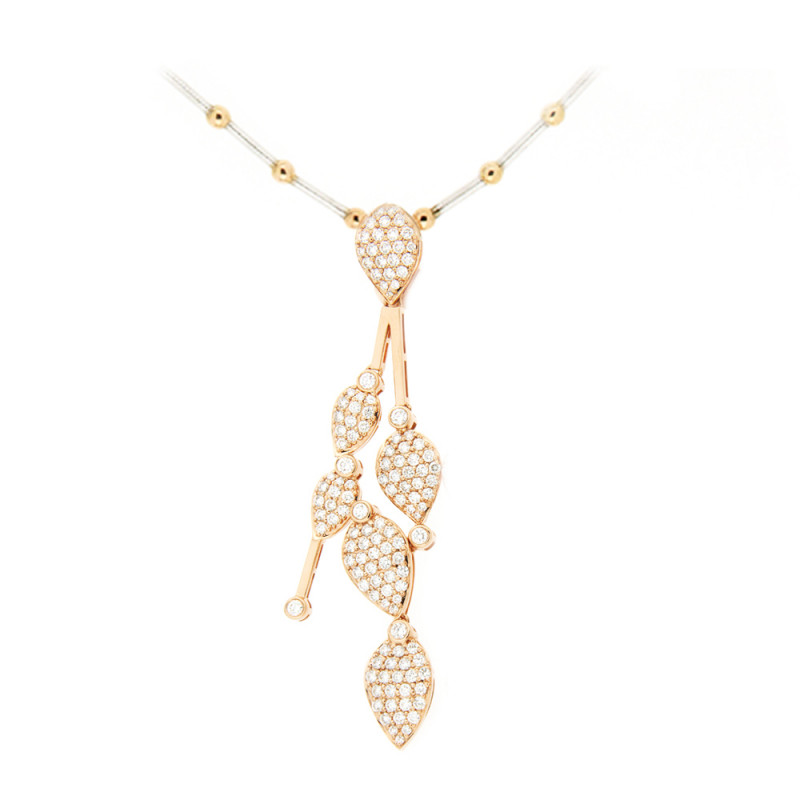 Golden Leaf Diamond Dangle Necklace