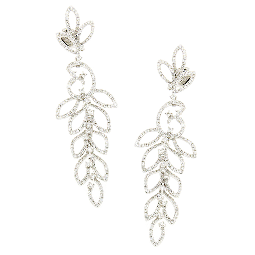 Leaf Shower Diamond And Gold Earrings