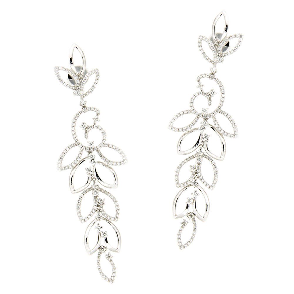 Leaf Shower Diamond And Gold Earrings
