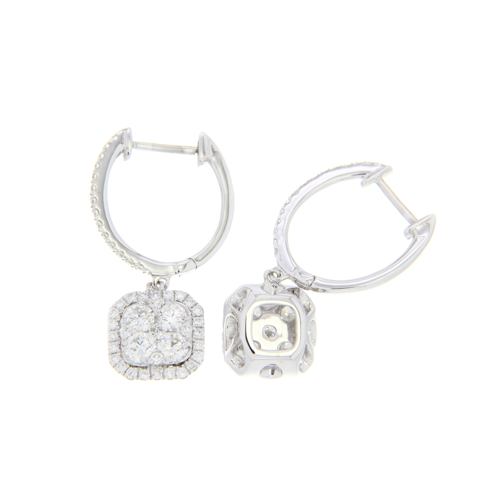 Halo Square Diamond Earrings