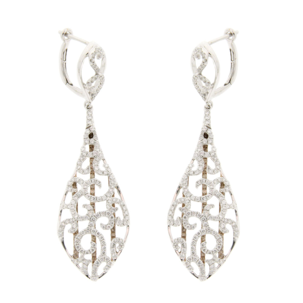 Intricate Diamond Drop Earrings