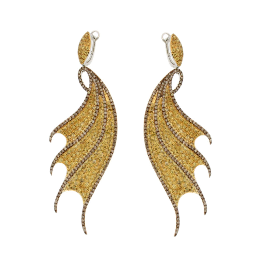 Brown and Yellow Diamond Claw Earrings