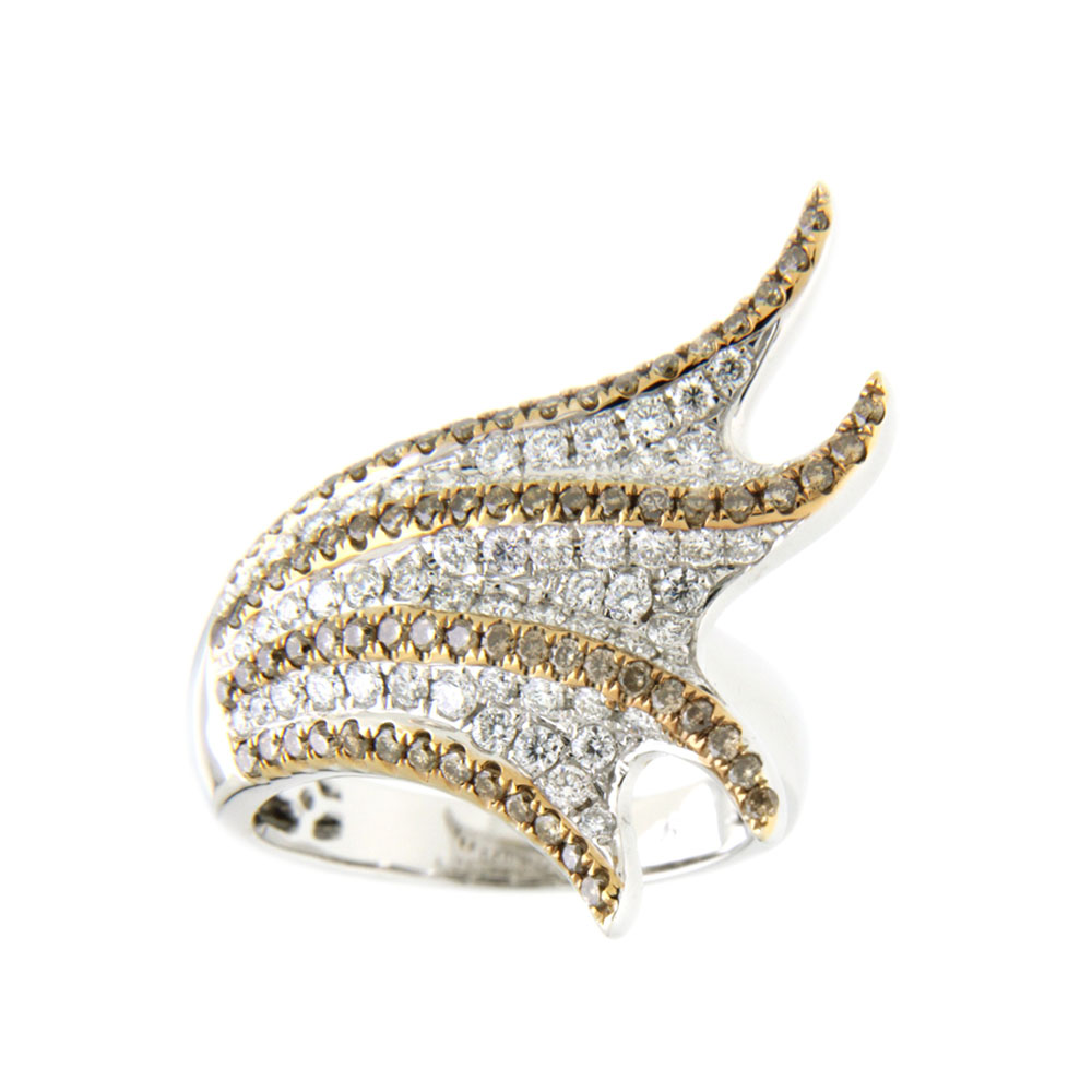 White and Brown Diamond Claw Ring