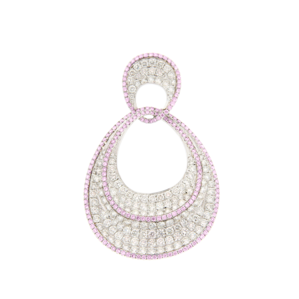 Pink Sapphire and White Diamond Petal Pendant