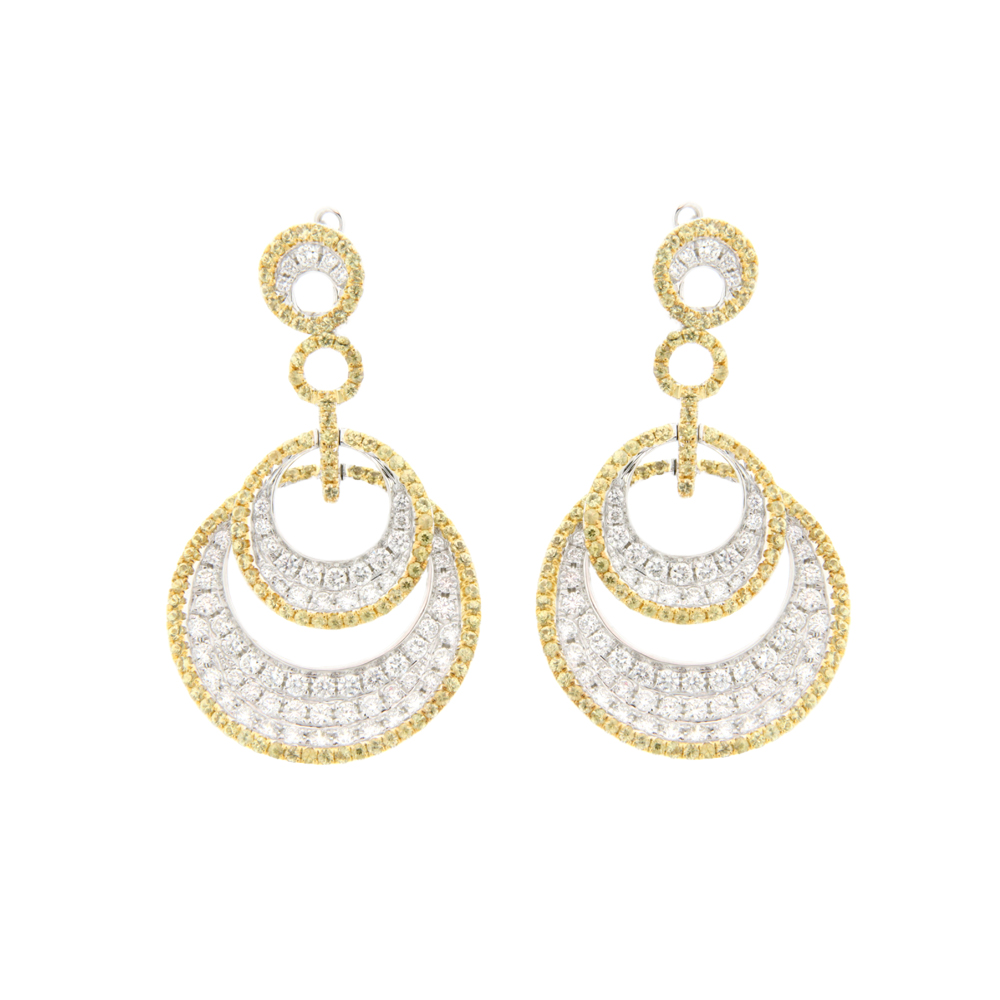 Yellow Sapphire and Diamond Circle Drop Earrings