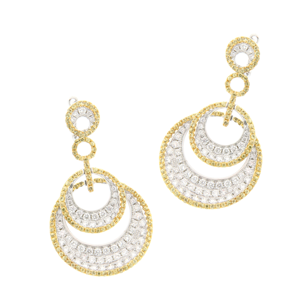 Yellow Sapphire and Diamond Circle Drop Earrings