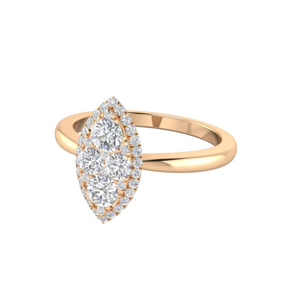 Marquise Shape Halo Diamond Rose Gold Ring