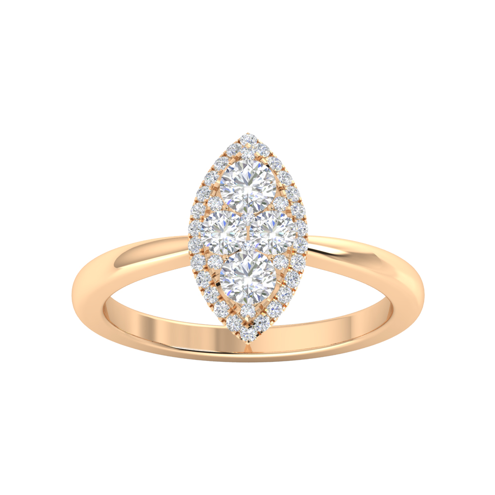 Marquise Shape Halo Diamond Rose Gold Ring