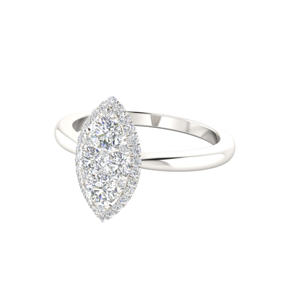 Marquise Shape Halo Diamond White Gold Ring