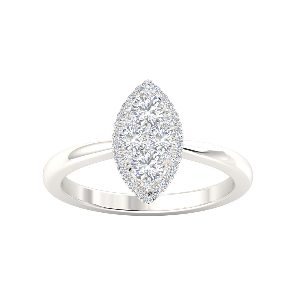 Marquise Shape Halo Diamond White Gold Ring