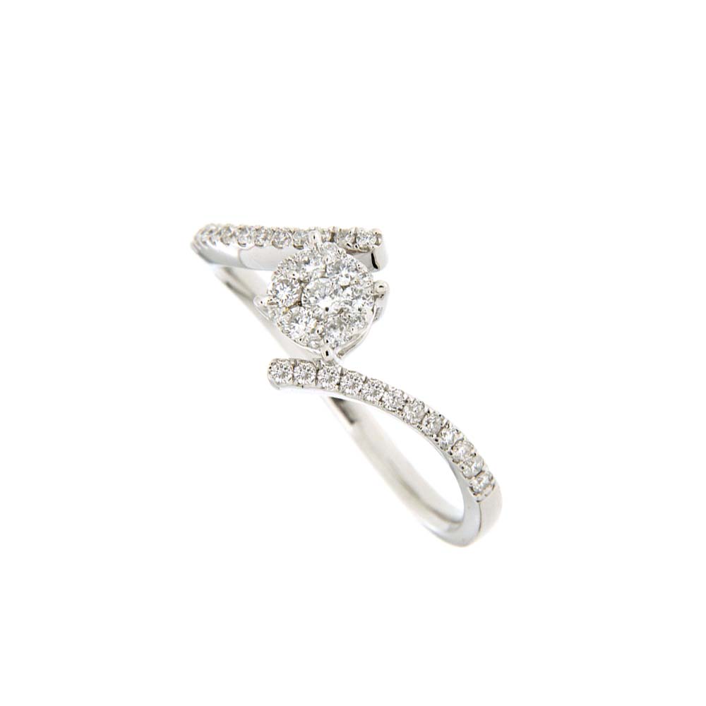 Diamond Wave Ring in White Gold