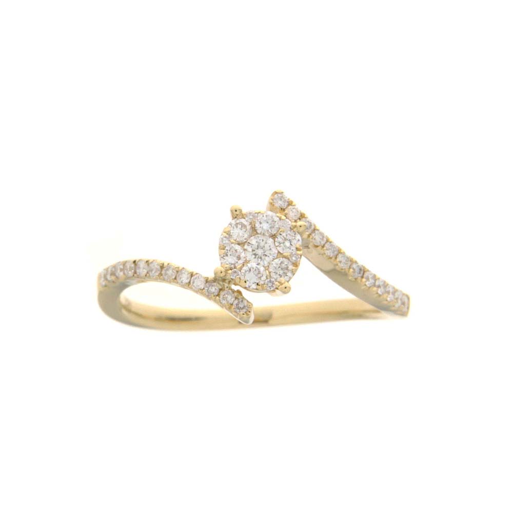 Diamond Wave Ring in Yellow Gold