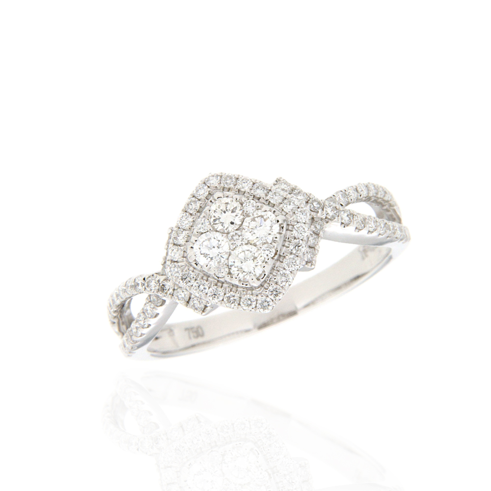 Square Halo Pave Diamond Engagement Ring