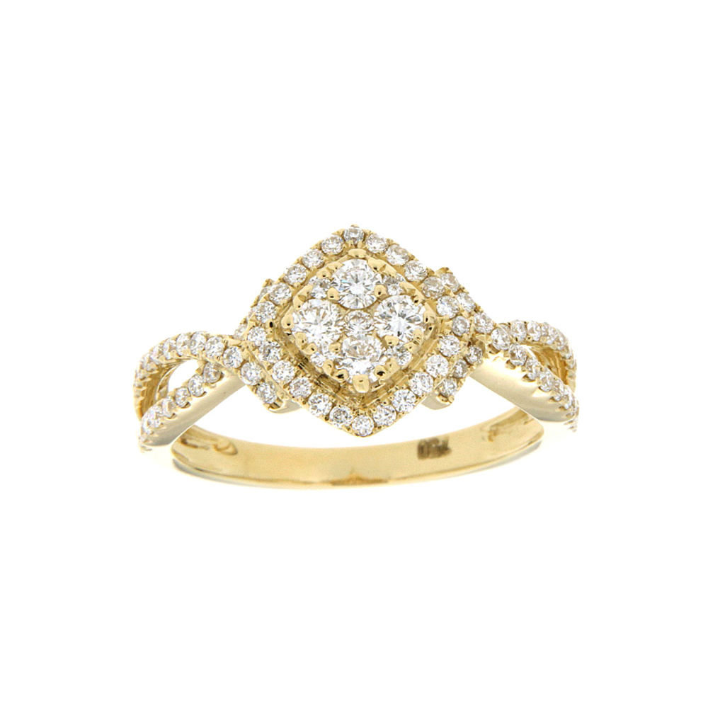 Square Halo Pave Diamond Engagement Ring