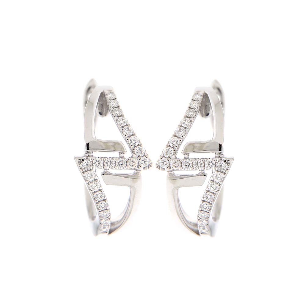 Diamond Duet Triangle Earring in White Gold