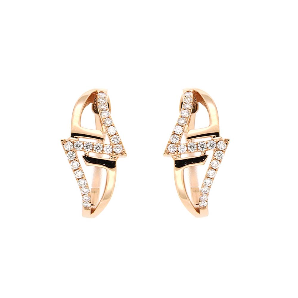 Diamond Duet Triangle Earring in Rose Gold