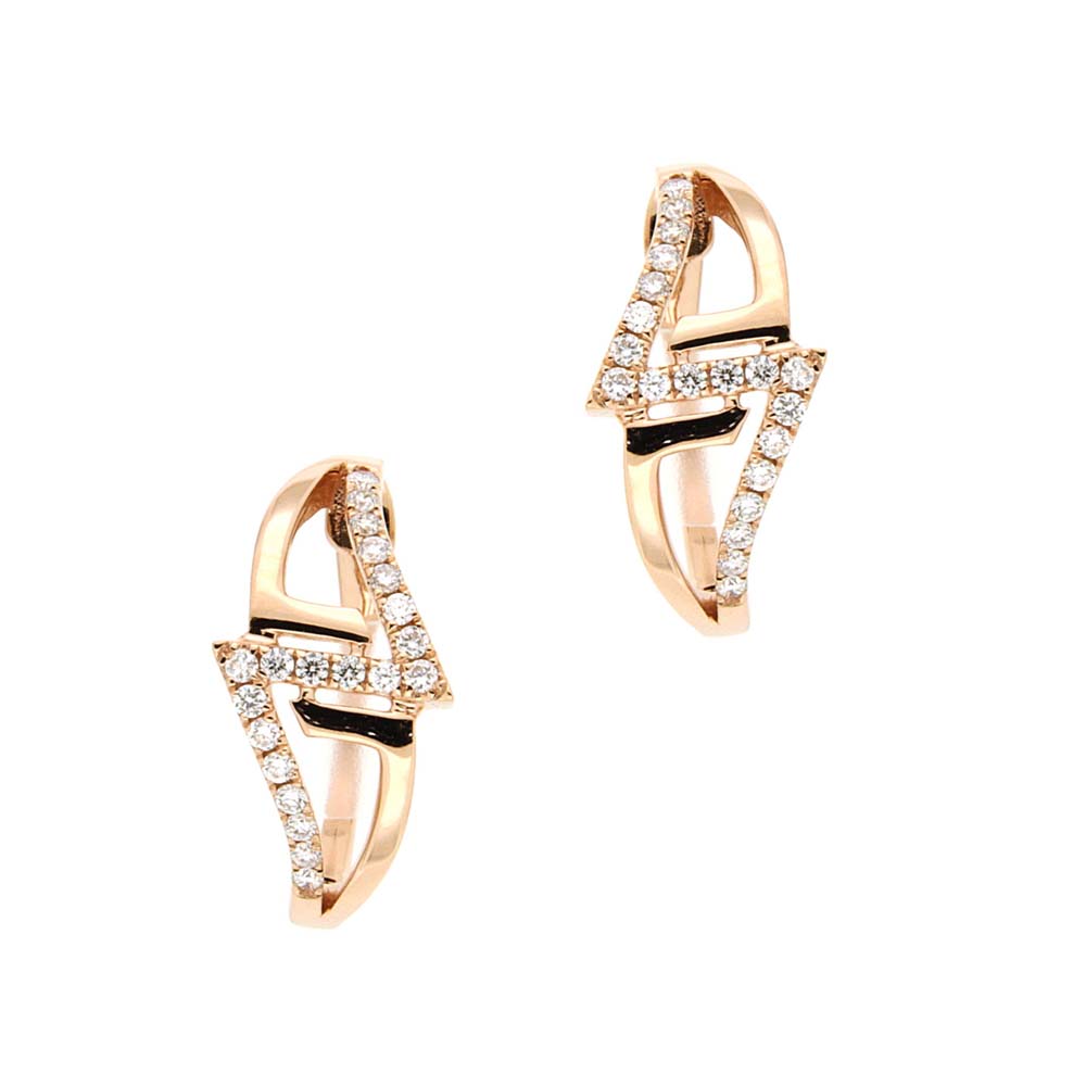 Diamond Duet Triangle Earring in Rose Gold