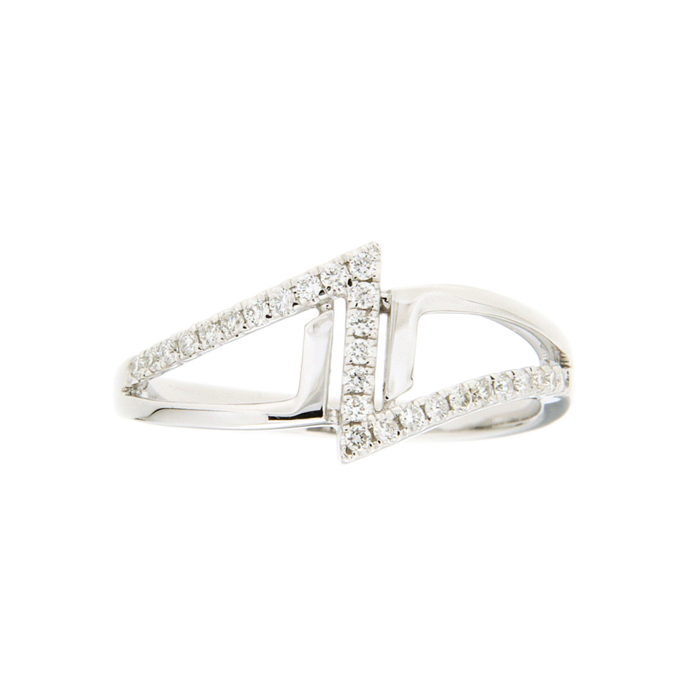 Diamond Duet Triangle Ring in White Gold