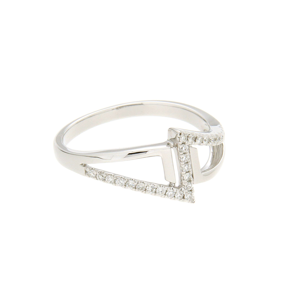 Diamond Duet Triangle Ring in White Gold