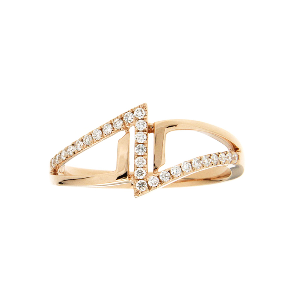 Diamond Duet Triangle Ring in Rose Gold