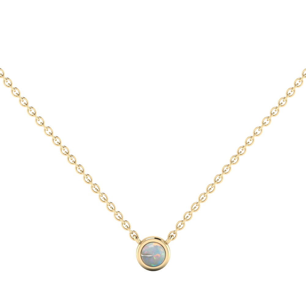 Bezel Set Opal Necklace