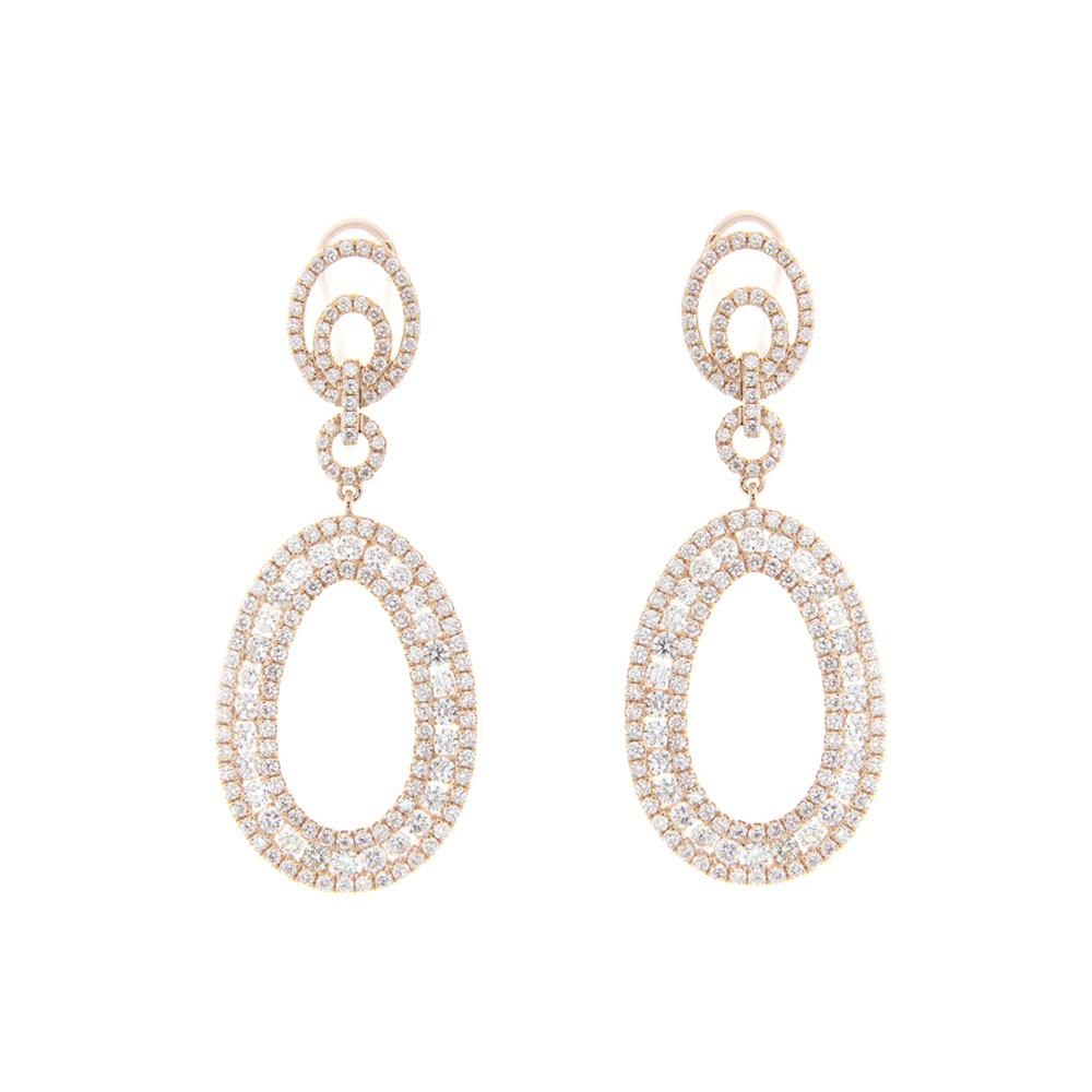 Renaissance Diamond Oval Double Drop Earrings