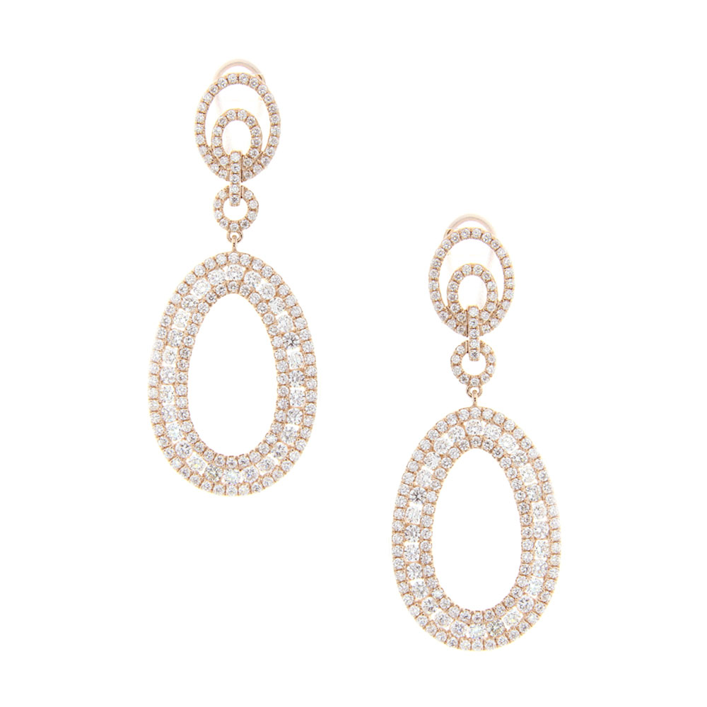 Renaissance Diamond Oval Double Drop Earrings