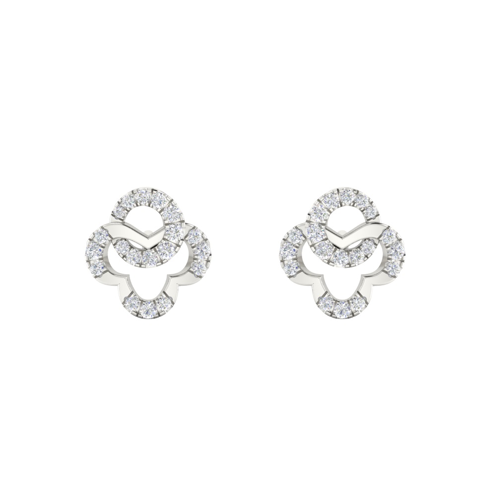 Interlocking Mini White Diamond Earring