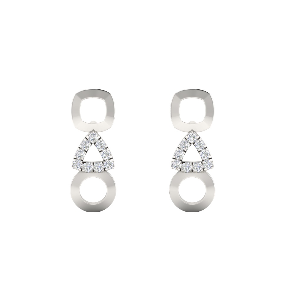 Geometric White Diamond Earrings