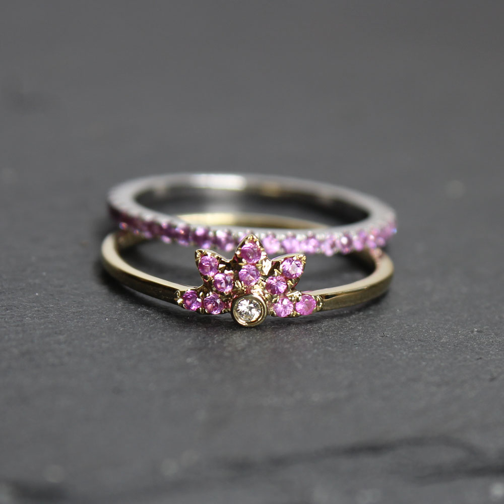 Floral Tiara Pink Sapphire Ring