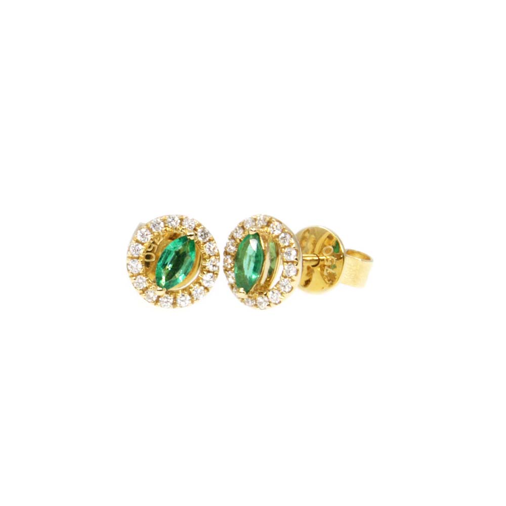 Diamond and Emerald Halo Earrings