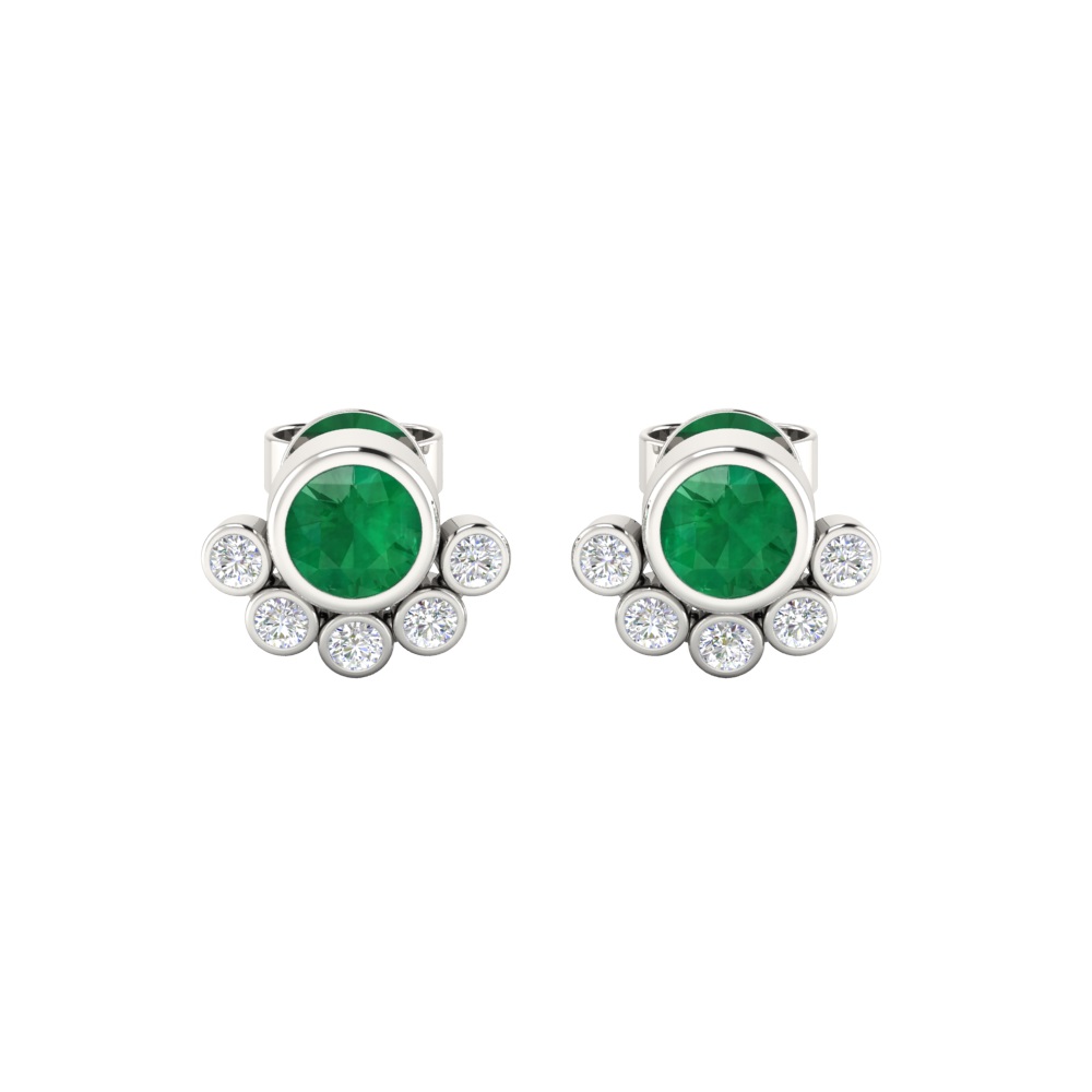 Emerald and Diamonds Studs