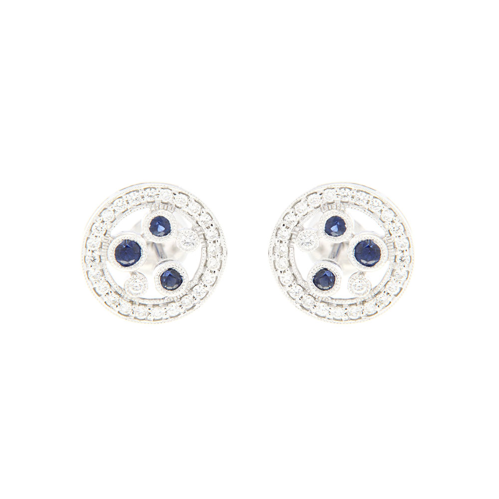 Floating Diamond and Sapphire Earrings