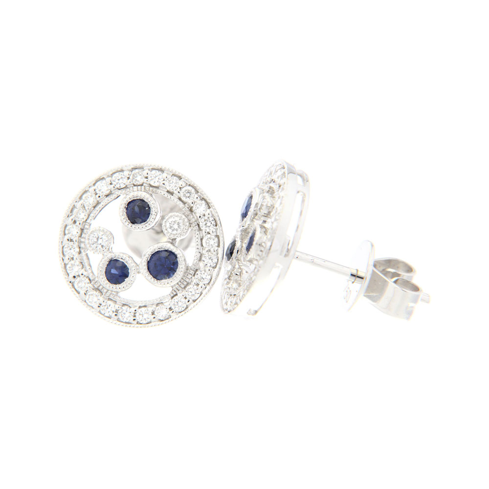 Floating Diamond and Sapphire Earrings