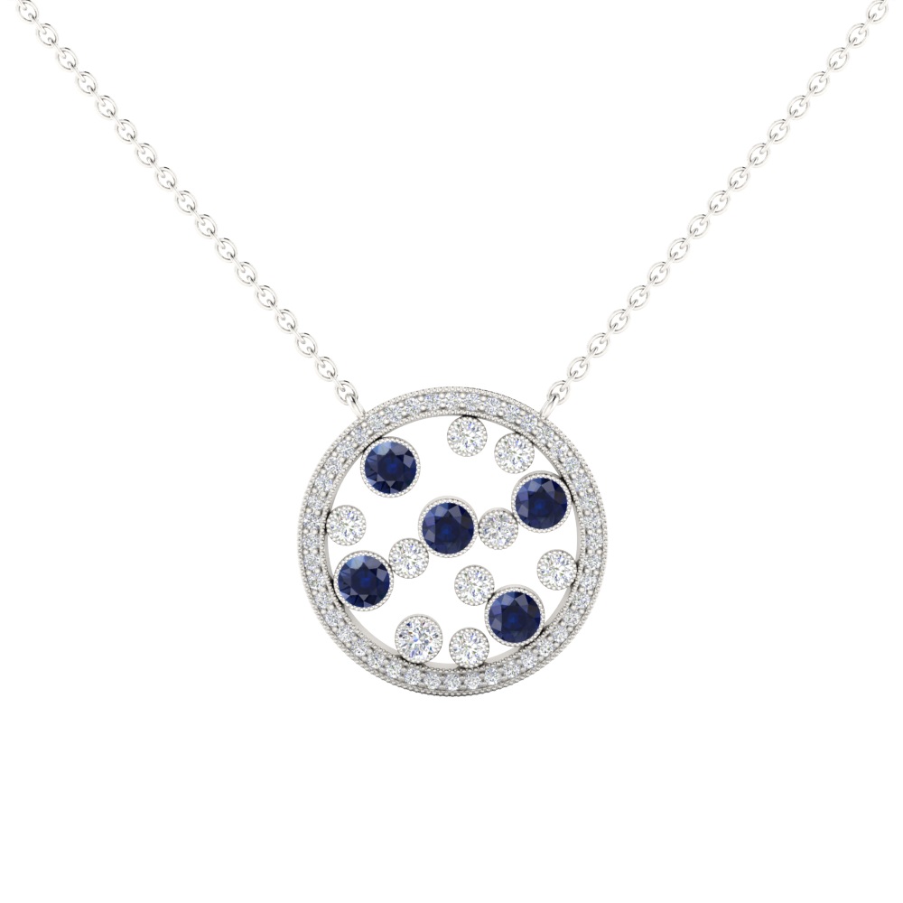 Floating Diamond and Sapphire Necklace
