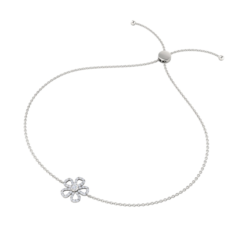 Petite Diamond and Gold Diasy Flower Bracelet