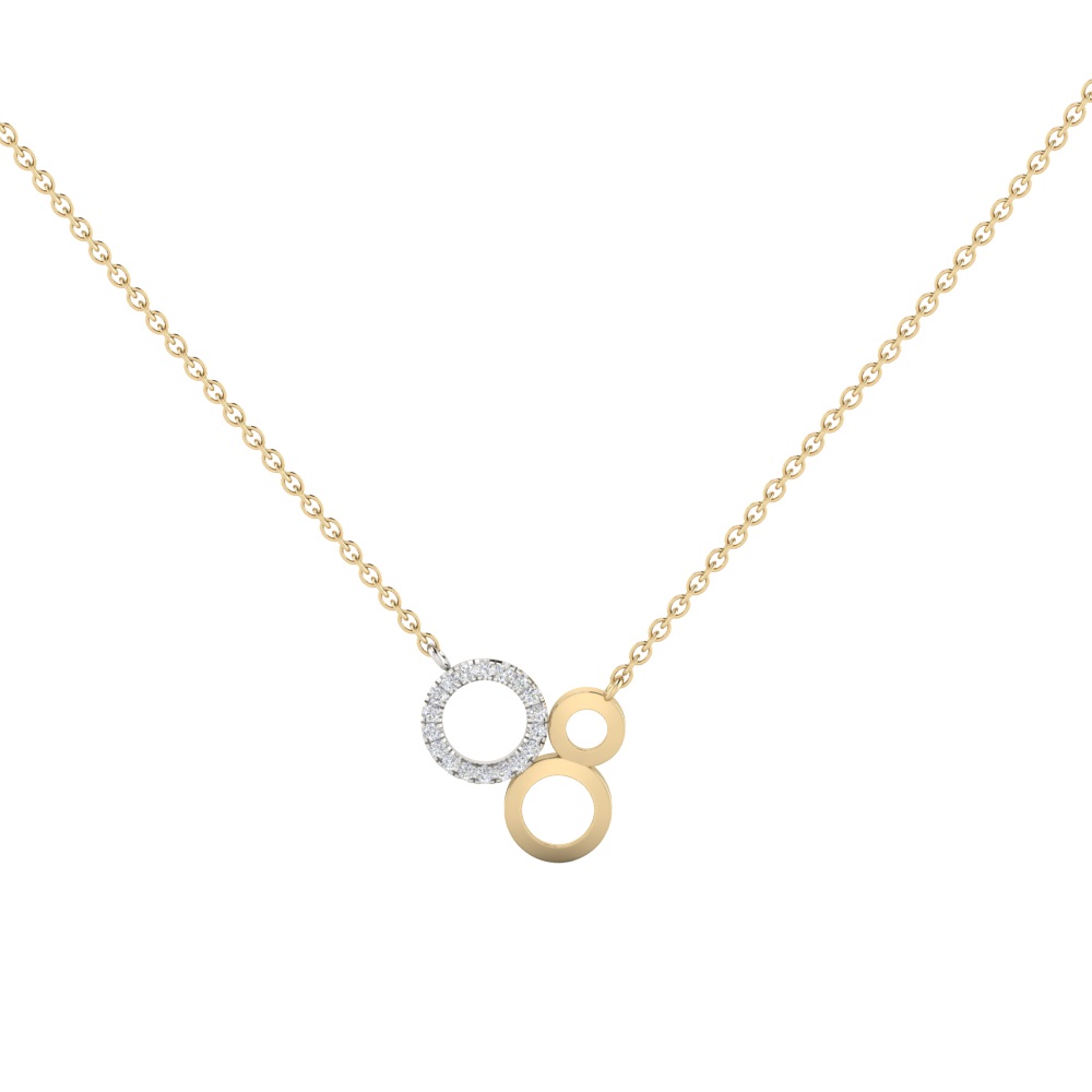 Trio Circle Diamond and Gold Necklace