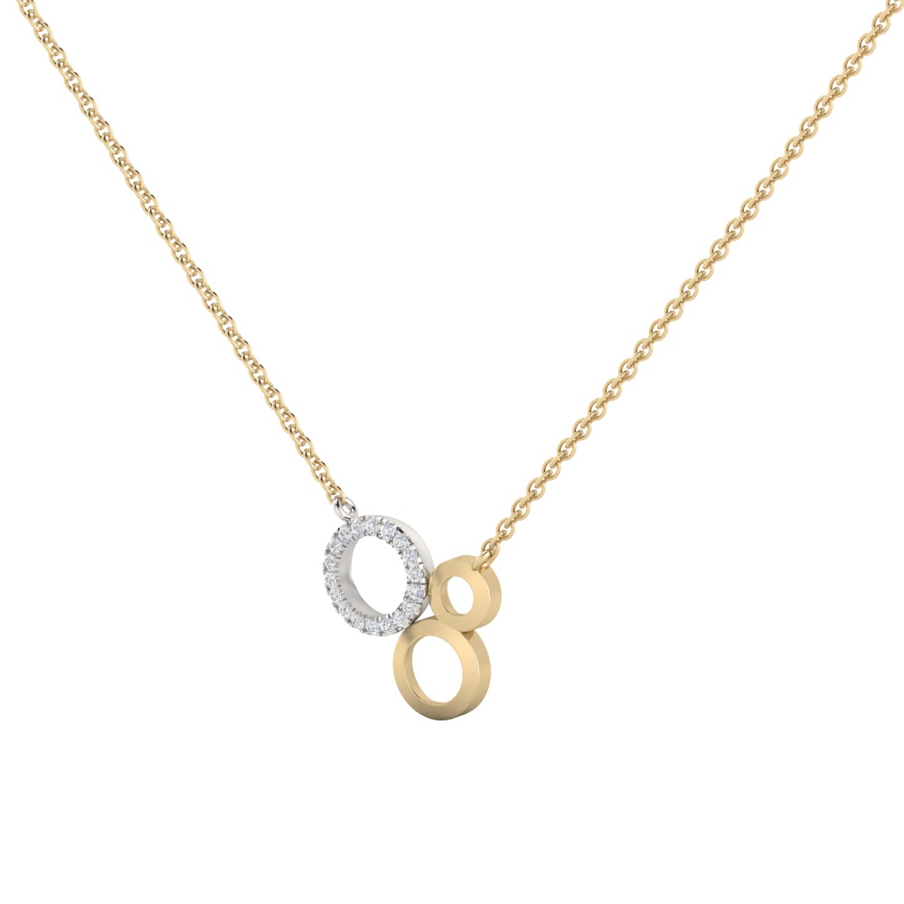 Trio Circle Diamond and Gold Necklace