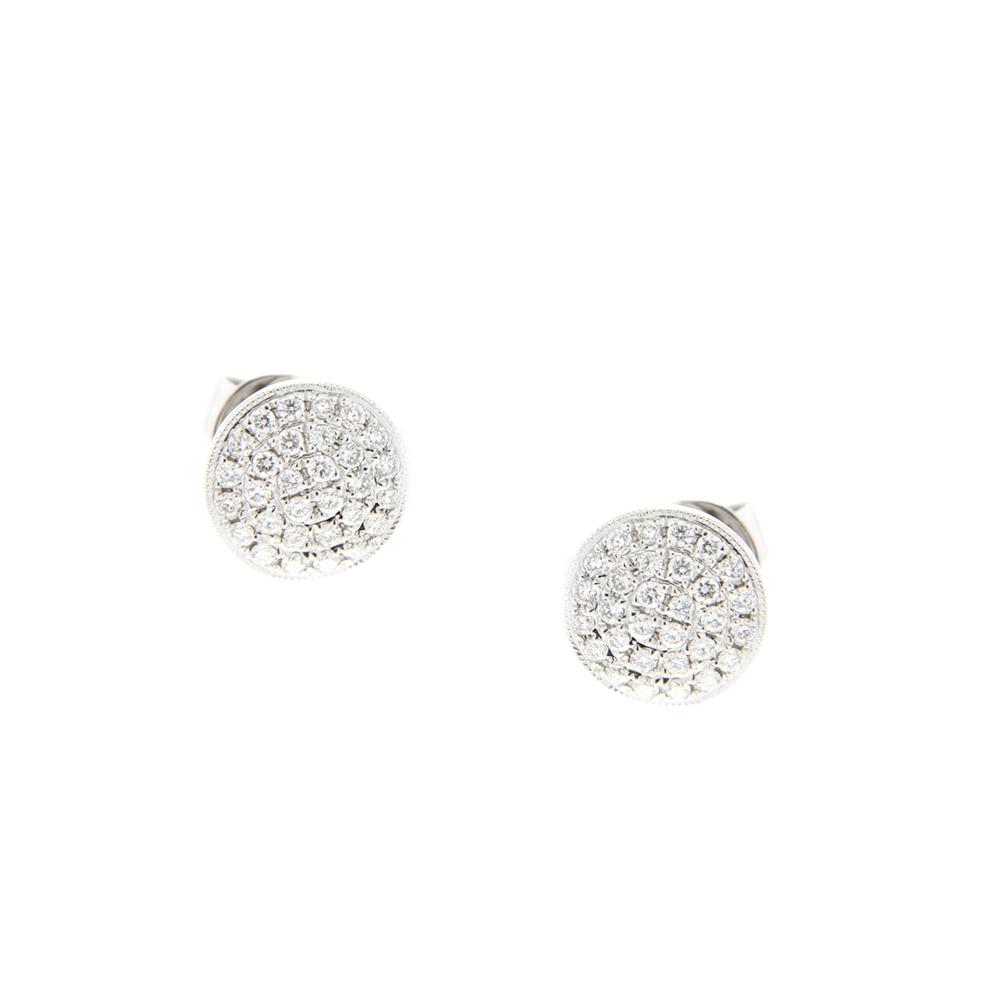 Diamond Halo Earrings In 18K White Gold