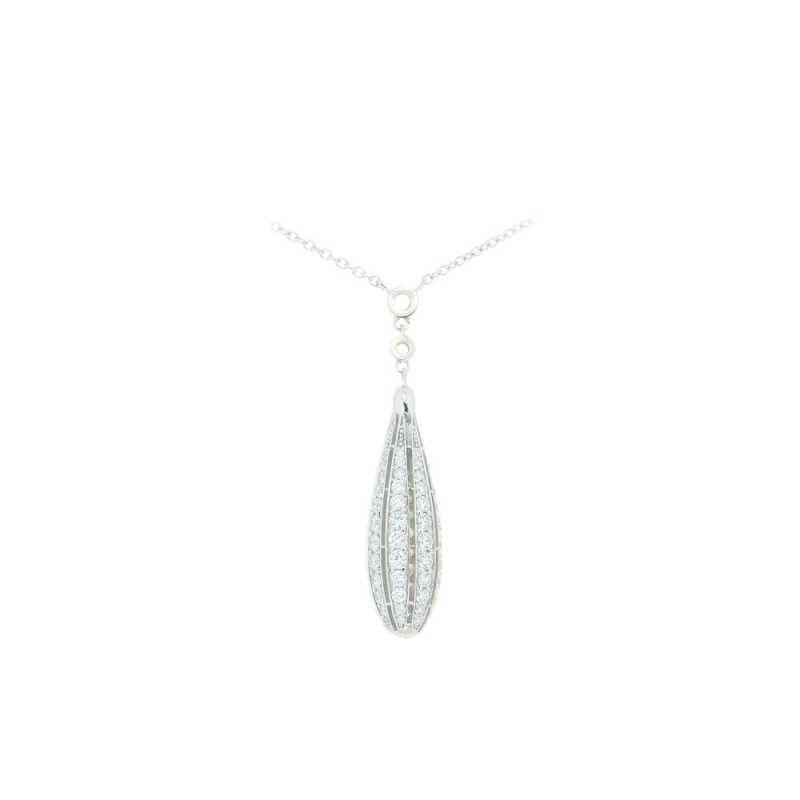 Diamond Pin Ball Necklace In White Gold 18K