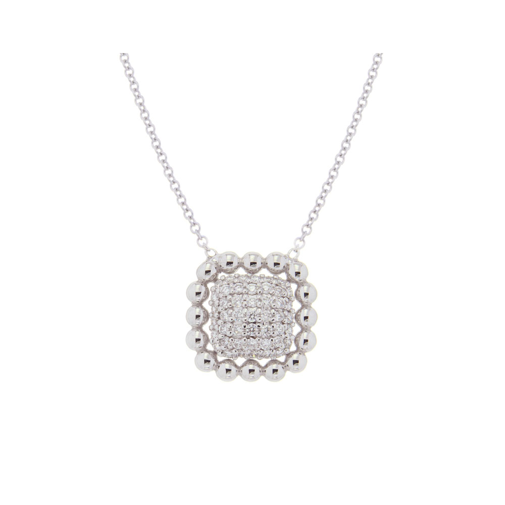 Halo Cushion Diamond Necklace 18K