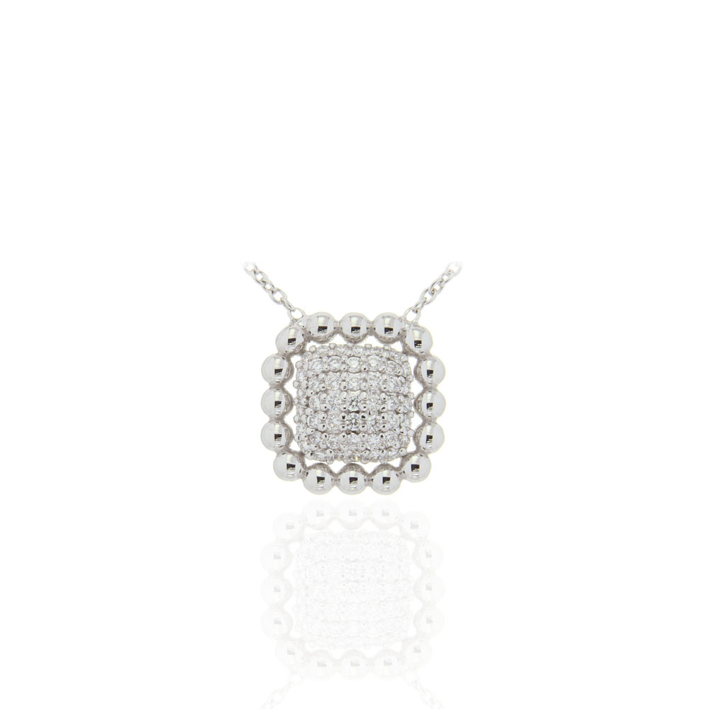 Halo Cushion Diamond Necklace 18K