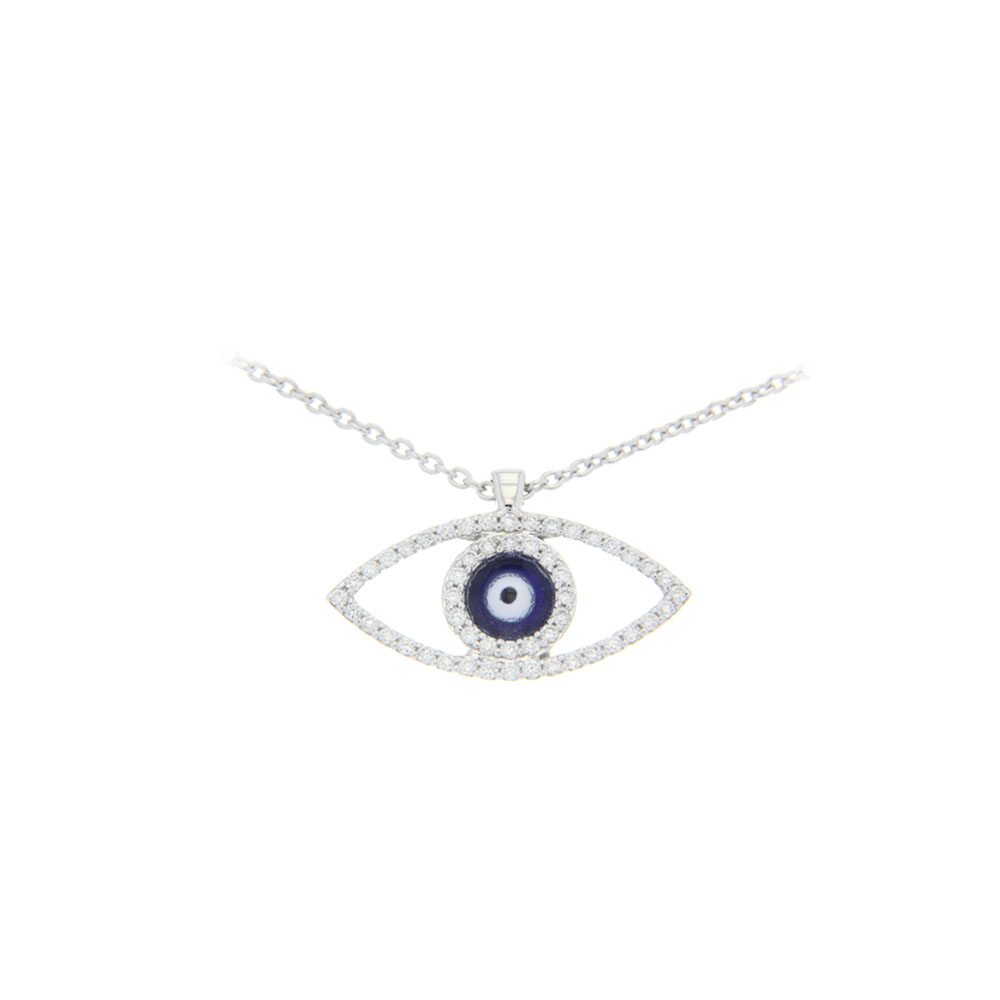 Diamond Evil Eye Protection Necklace (18K)