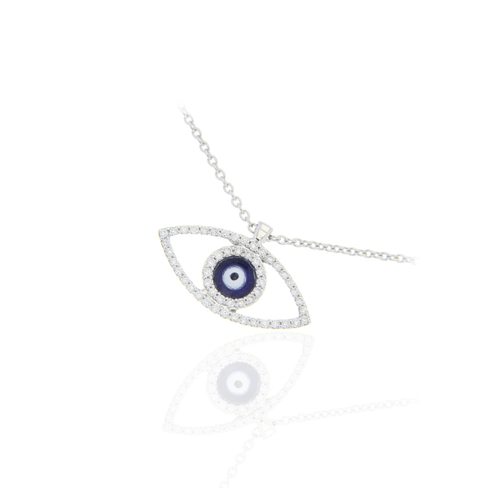 Diamond Evil Eye Protection Necklace (18K)
