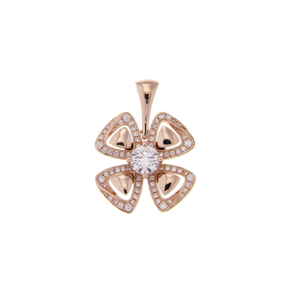 Lucky Clover Pendant In 18K Rose Gold & Diamond