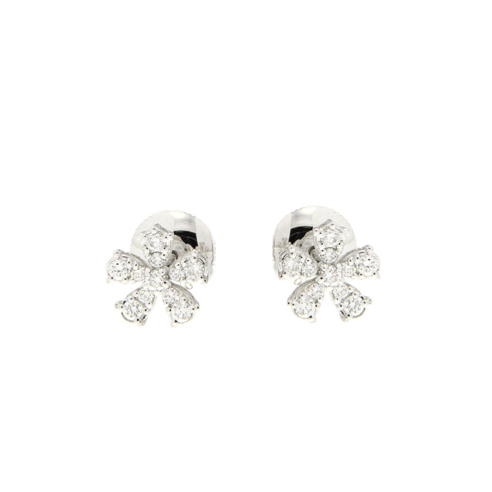 Dainty Daisy Ear Studs In 18K White Gold And Diamond 